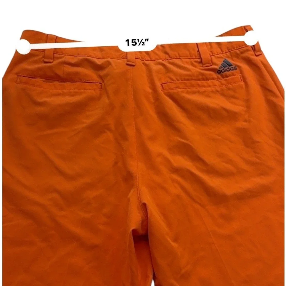 Adidas Mens Golf Shorts Orange Stretch Performance Flat Front 10